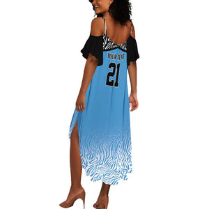 Botswana Cricket Custom Summer Maxi Dress Baggy Blues African Zebra Skins Pattern - African Pride