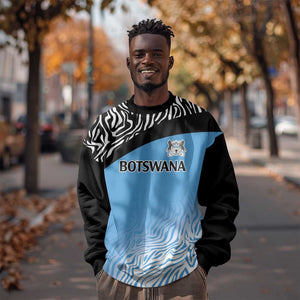 Botswana Cricket Custom Sweatshirt Baggy Blues African Zebra Skins Pattern - African Pride