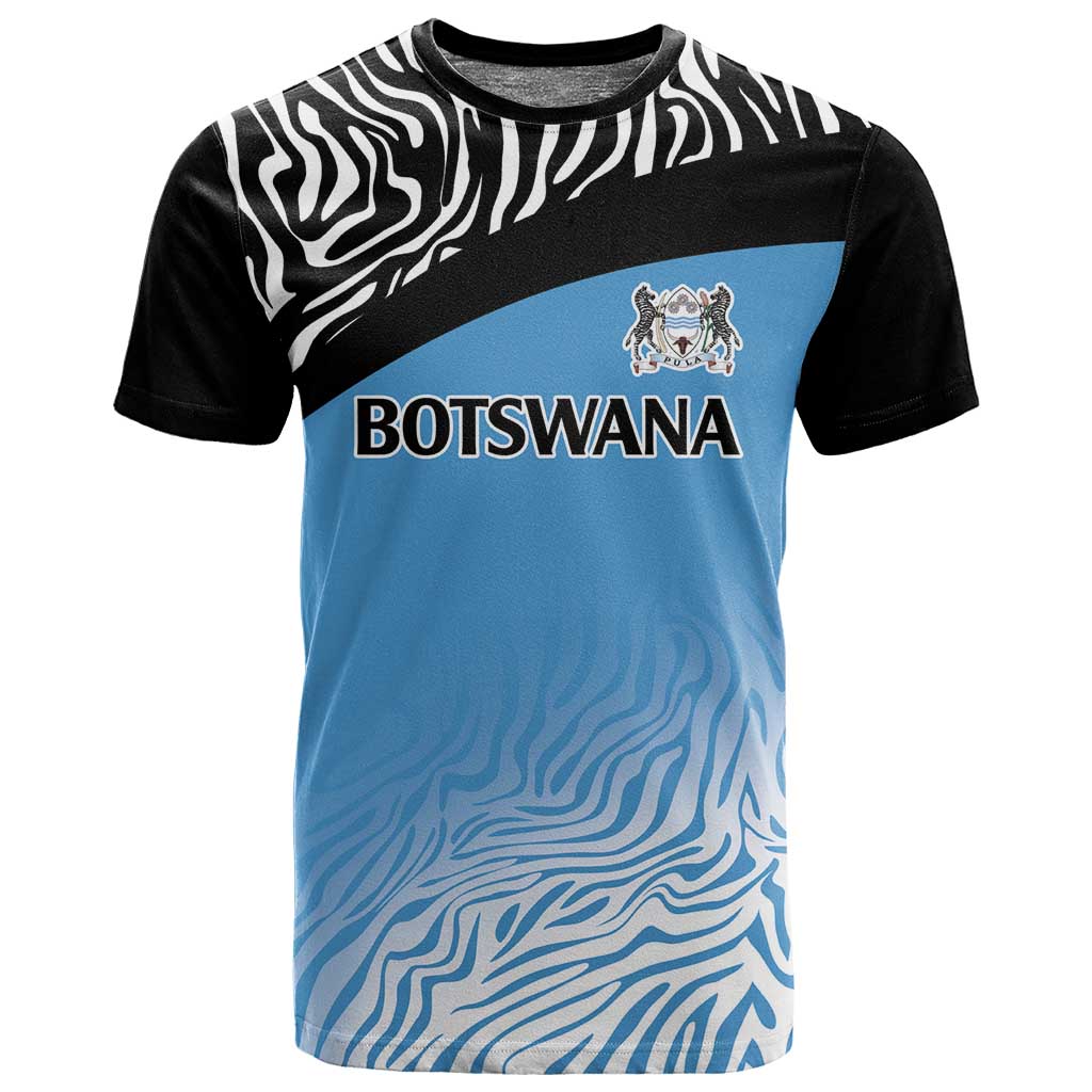 Botswana Cricket Custom T shirt Baggy Blues African Zebra Skins Pattern - African Pride
