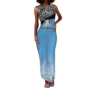 Botswana Cricket Custom Tank Maxi Dress Baggy Blues African Zebra Skins Pattern - African Pride