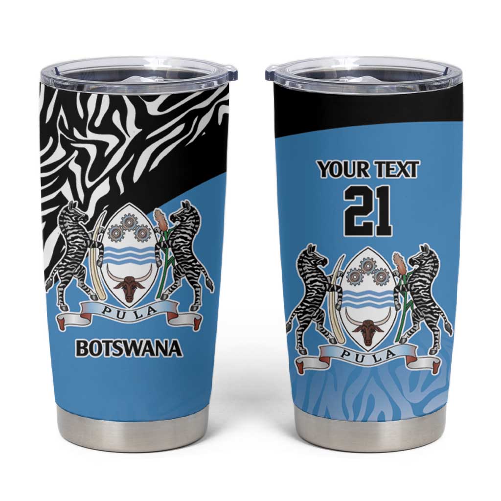 Botswana Cricket Custom Tumbler Cup Baggy Blues African Zebra Skins Pattern - African Pride