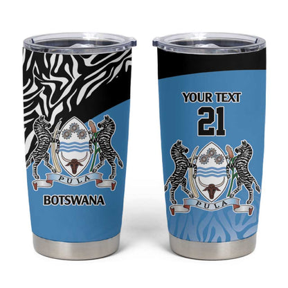 Botswana Cricket Custom Tumbler Cup Baggy Blues African Zebra Skins Pattern - African Pride
