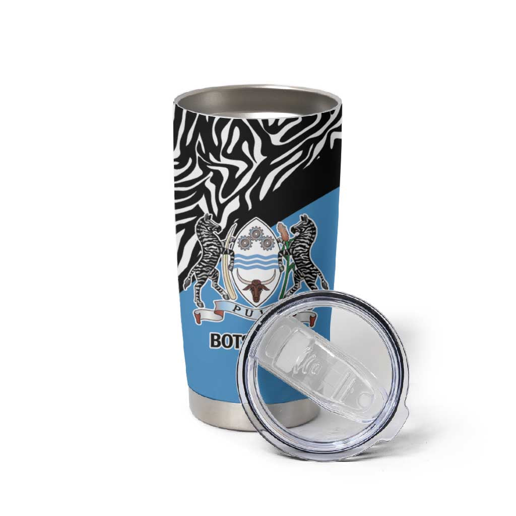 Botswana Cricket Custom Tumbler Cup Baggy Blues African Zebra Skins Pattern - African Pride