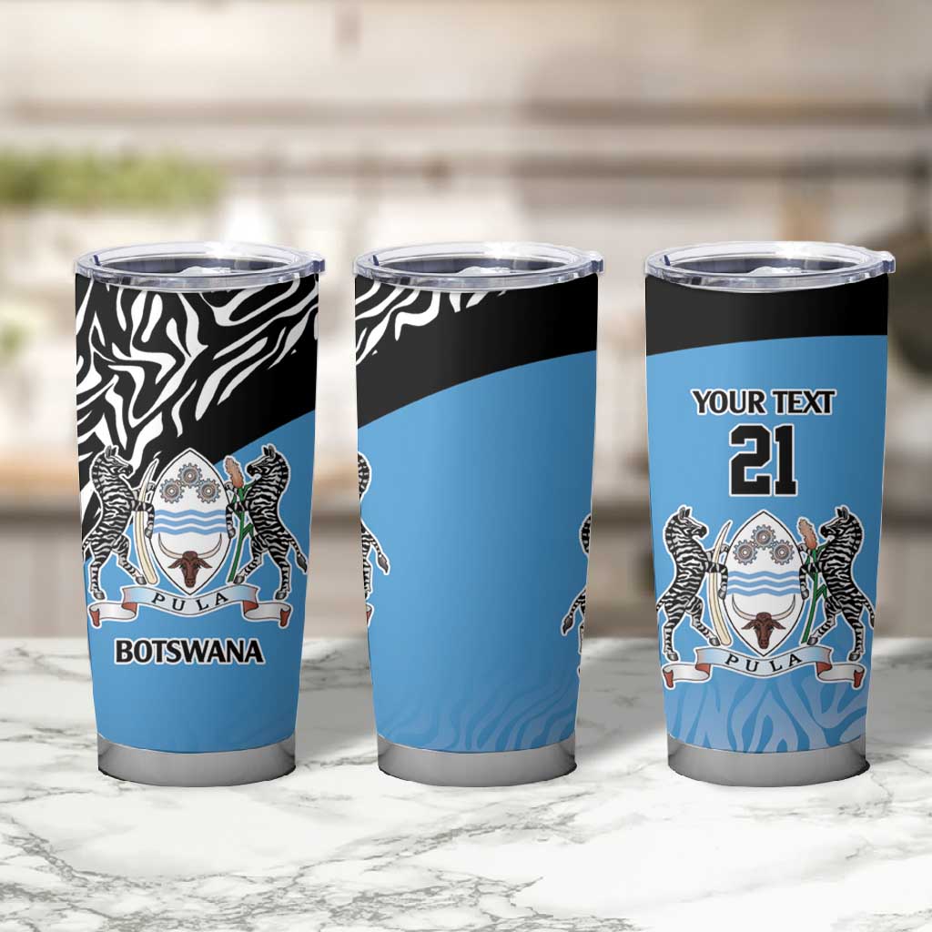 Botswana Cricket Custom Tumbler Cup Baggy Blues African Zebra Skins Pattern - African Pride