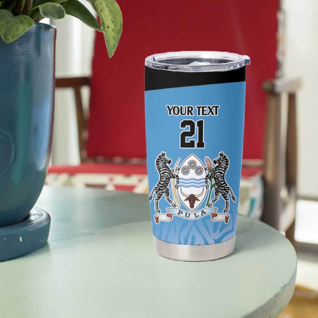 Botswana Cricket Custom Tumbler Cup Baggy Blues African Zebra Skins Pattern - African Pride