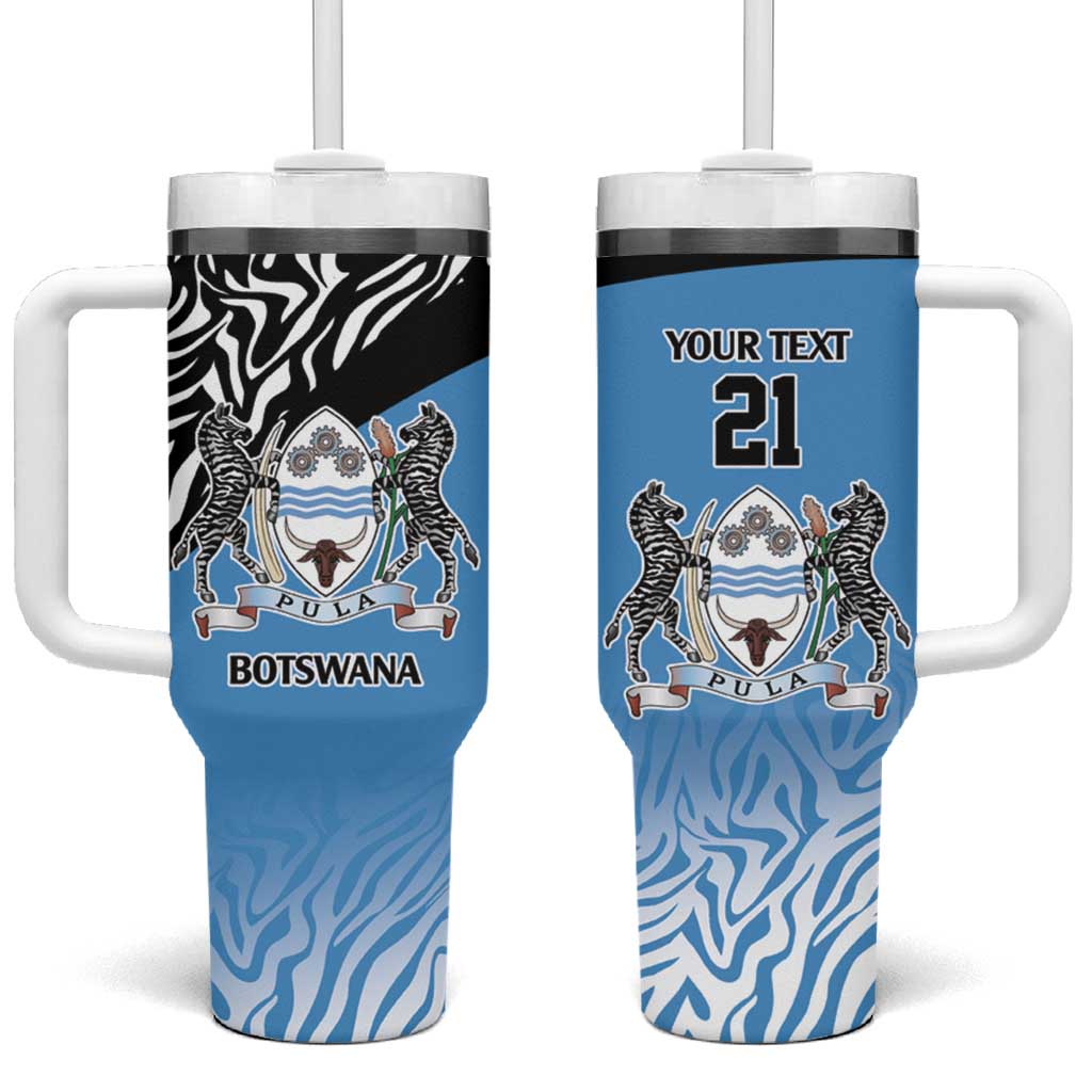 Botswana Cricket Custom Tumbler With Handle Baggy Blues African Zebra Skins Pattern - African Pride
