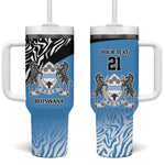 Botswana Cricket Custom Tumbler With Handle Baggy Blues African Zebra Skins Pattern - African Pride