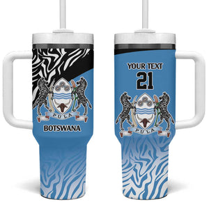 Botswana Cricket Custom Tumbler With Handle Baggy Blues African Zebra Skins Pattern - African Pride