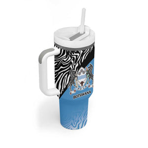 Botswana Cricket Custom Tumbler With Handle Baggy Blues African Zebra Skins Pattern - African Pride