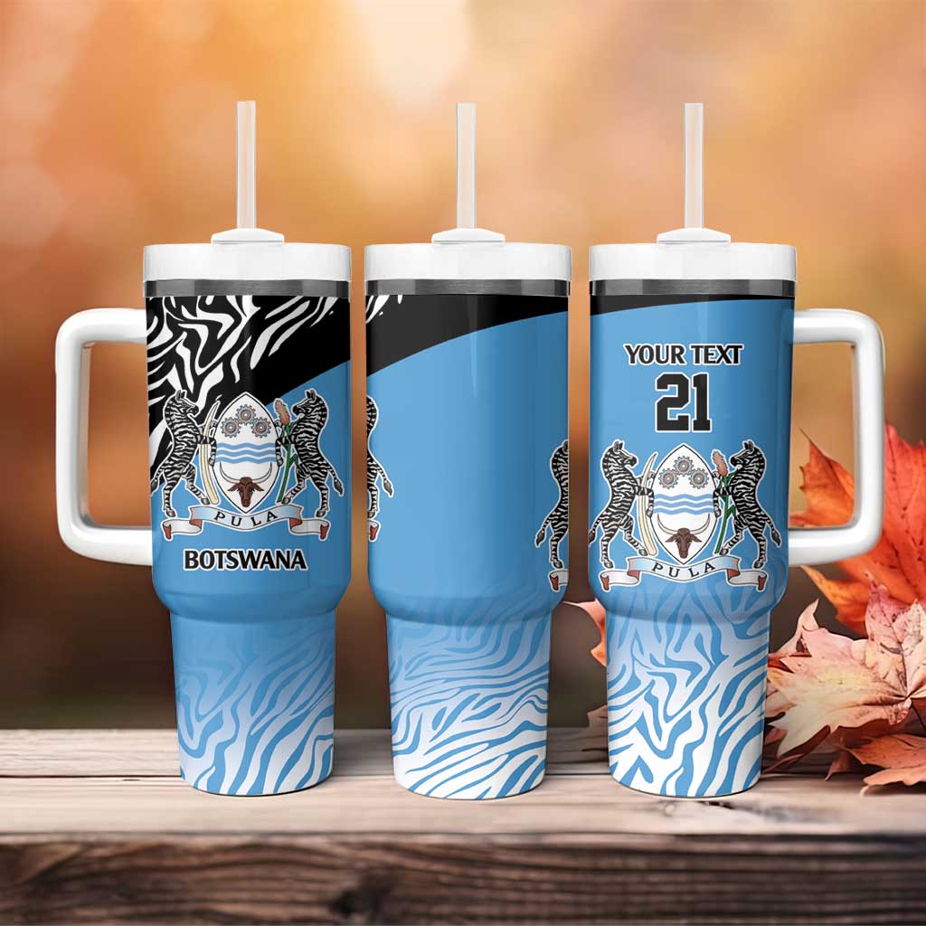 Botswana Cricket Custom Tumbler With Handle Baggy Blues African Zebra Skins Pattern - African Pride