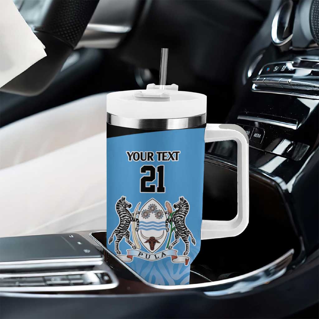 Botswana Cricket Custom Tumbler With Handle Baggy Blues African Zebra Skins Pattern - African Pride