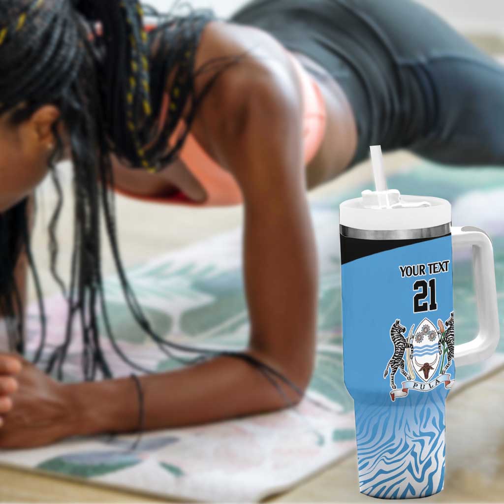 Botswana Cricket Custom Tumbler With Handle Baggy Blues African Zebra Skins Pattern - African Pride