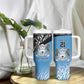 Botswana Cricket Custom Tumbler With Handle Baggy Blues African Zebra Skins Pattern - African Pride