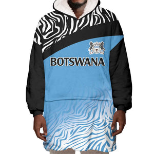 Botswana Cricket Custom Wearable Blanket Hoodie Baggy Blues African Zebra Skins Pattern - African Pride