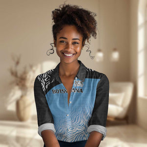 Botswana Cricket Custom Women Casual Shirt Baggy Blues African Zebra Skins Pattern - African Pride
