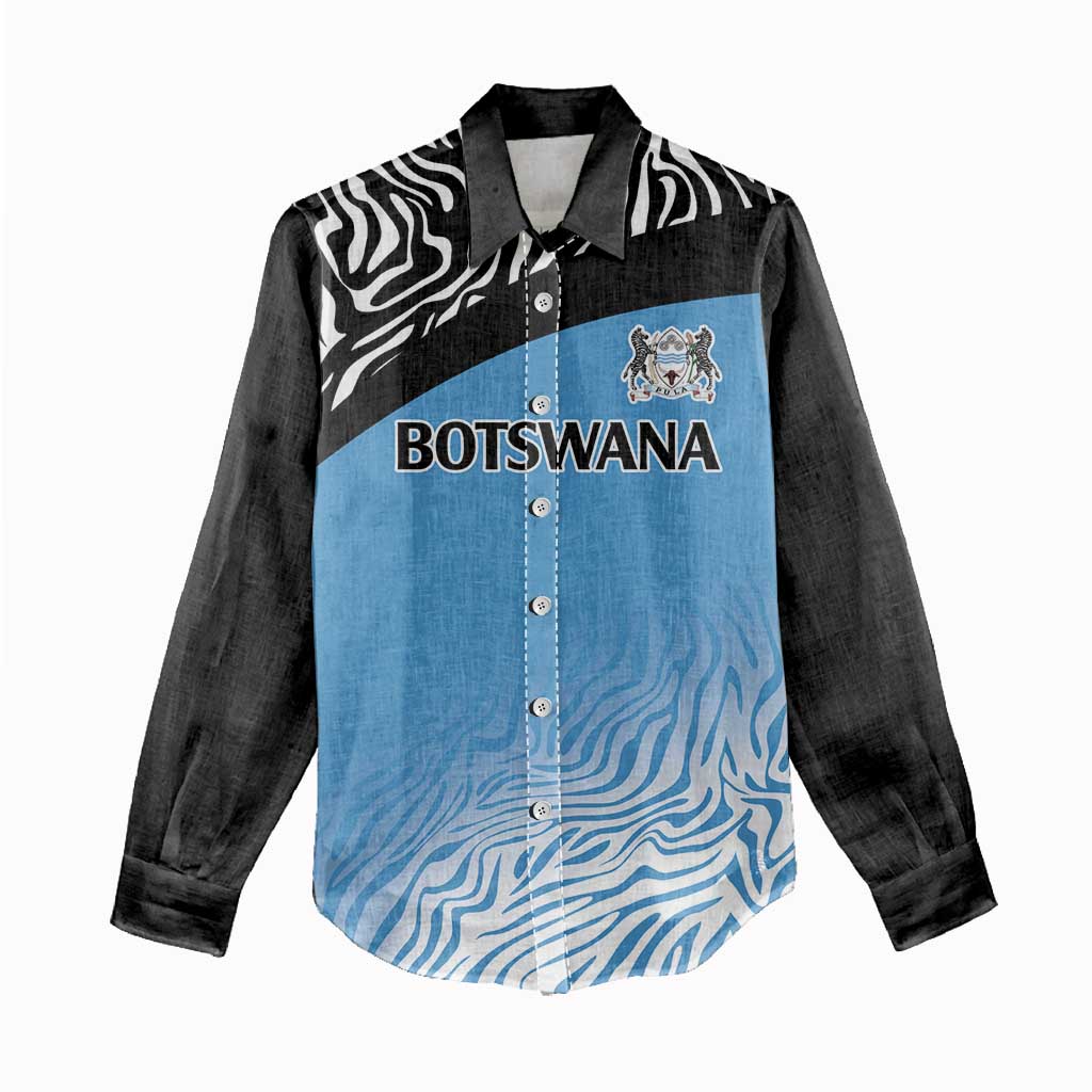 Botswana Cricket Custom Women Casual Shirt Baggy Blues African Zebra Skins Pattern - African Pride