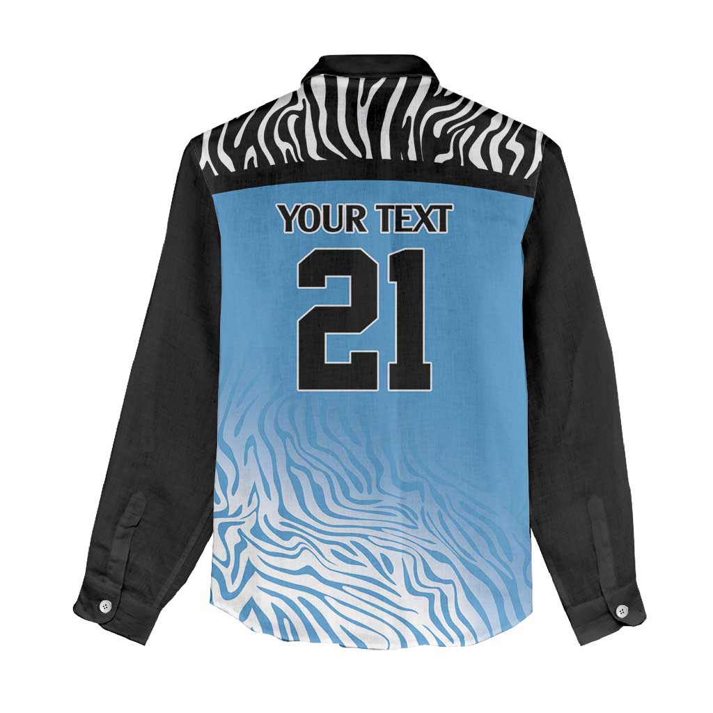 Botswana Cricket Custom Women Casual Shirt Baggy Blues African Zebra Skins Pattern - African Pride