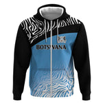Botswana Cricket Custom Zip Hoodie Baggy Blues African Zebra Skins Pattern - African Pride