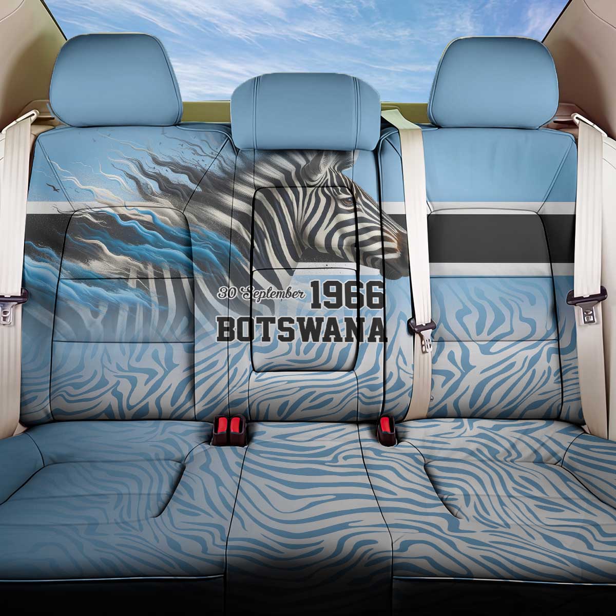 Botswana Independence Day 1966 Back Car Seat Cover Tribal African Zebra Skins Pattern - African Pride