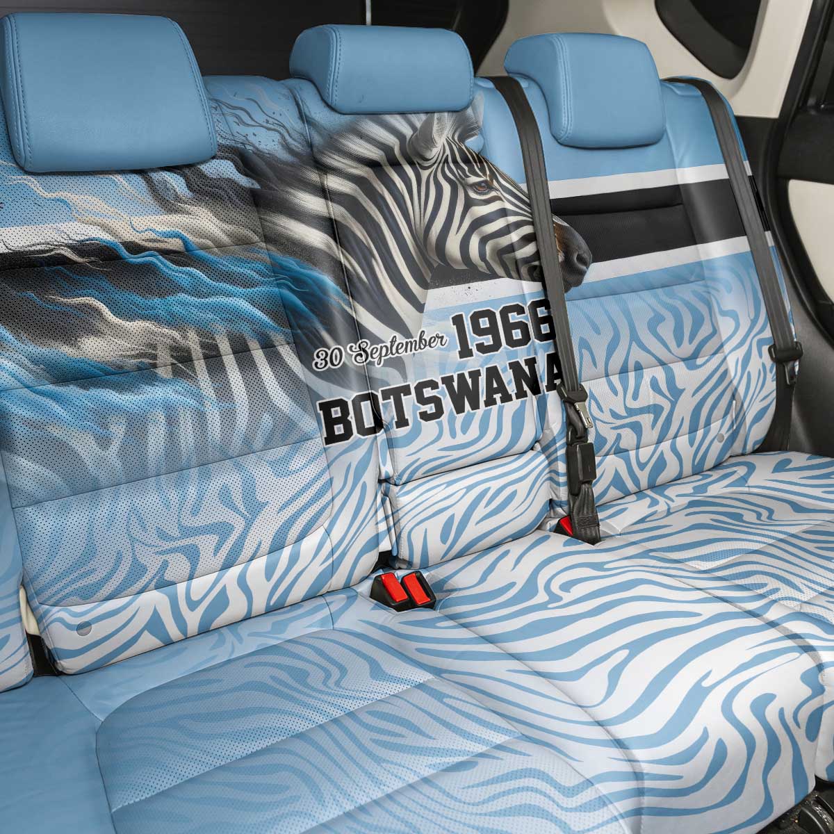 Botswana Independence Day 1966 Back Car Seat Cover Tribal African Zebra Skins Pattern - African Pride