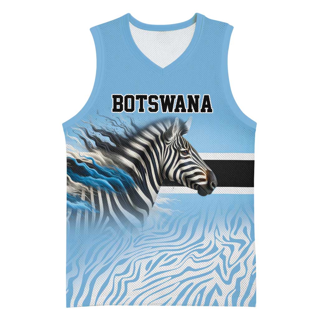 Botswana Independence Day 1966 Basketball Jersey Tribal African Zebra Skins Pattern - African Pride