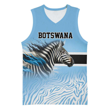 Botswana Independence Day 1966 Basketball Jersey Tribal African Zebra Skins Pattern - African Pride