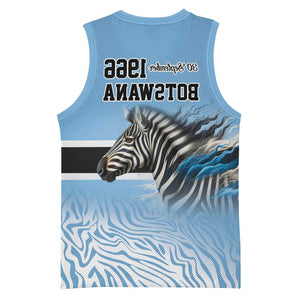 Botswana Independence Day 1966 Basketball Jersey Tribal African Zebra Skins Pattern - African Pride