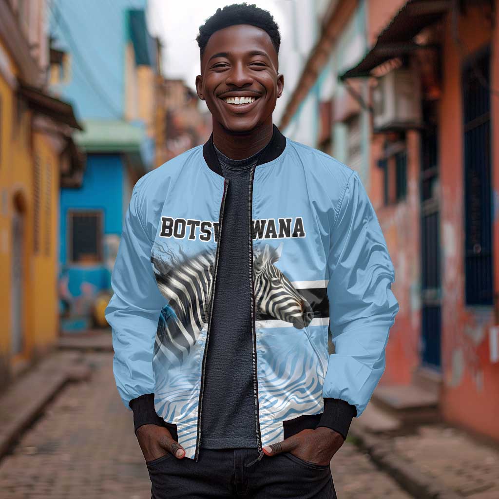 Botswana Independence Day 1966 Bomber Jacket Tribal African Zebra Skins Pattern - African Pride