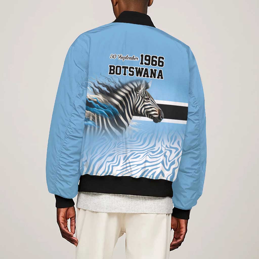 Botswana Independence Day 1966 Bomber Jacket Tribal African Zebra Skins Pattern - African Pride