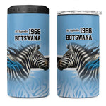 Botswana Independence Day 1966 4 in 1 Can Cooler Tumbler Tribal African Zebra Skins Pattern - African Pride