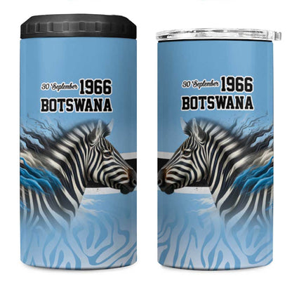 Botswana Independence Day 1966 4 in 1 Can Cooler Tumbler Tribal African Zebra Skins Pattern - African Pride