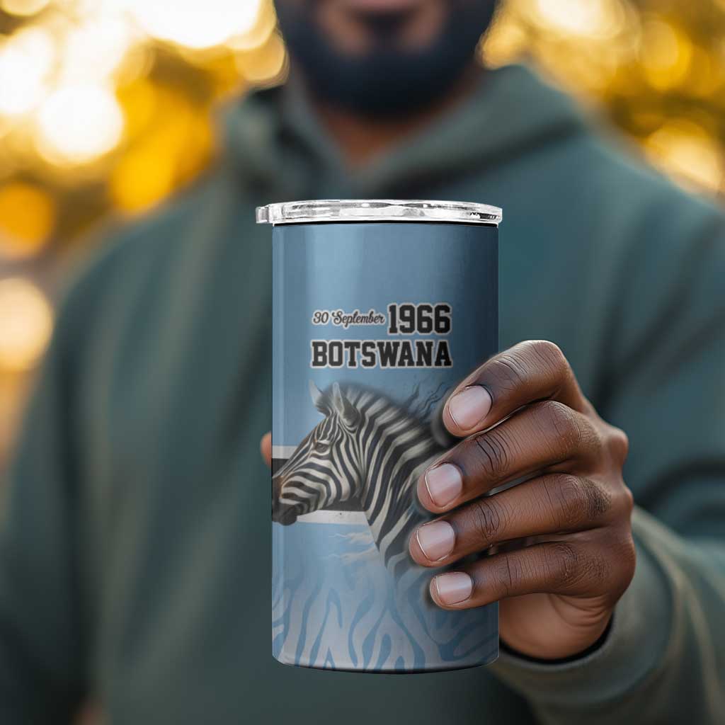 Botswana Independence Day 1966 4 in 1 Can Cooler Tumbler Tribal African Zebra Skins Pattern - African Pride
