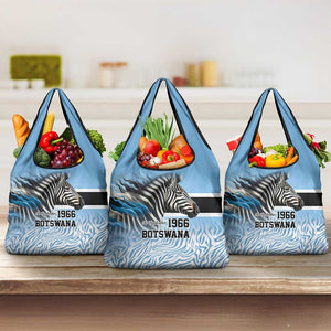 Botswana Independence Day 1966 Grocery Bag Tribal African Zebra Skins Pattern - African Pride