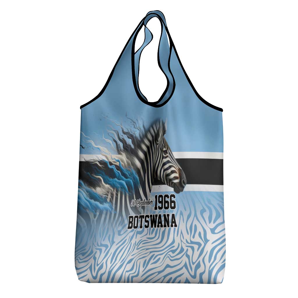 Botswana Independence Day 1966 Grocery Bag Tribal African Zebra Skins Pattern - African Pride