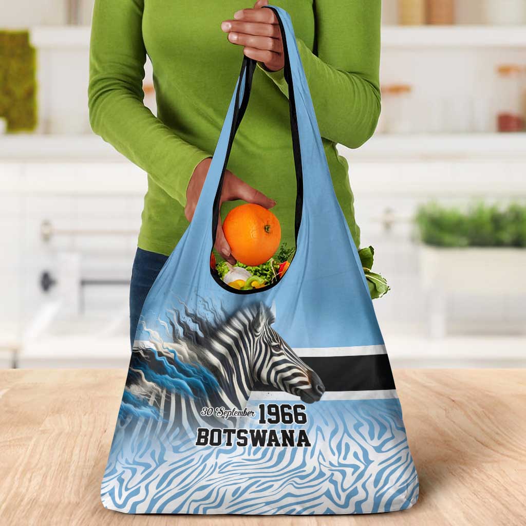 Botswana Independence Day 1966 Grocery Bag Tribal African Zebra Skins Pattern - African Pride