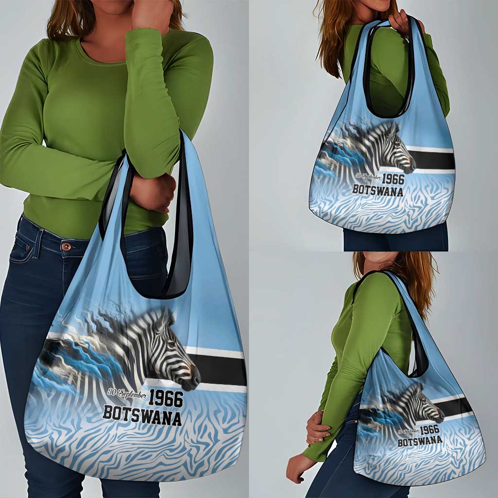 Botswana Independence Day 1966 Grocery Bag Tribal African Zebra Skins Pattern - African Pride