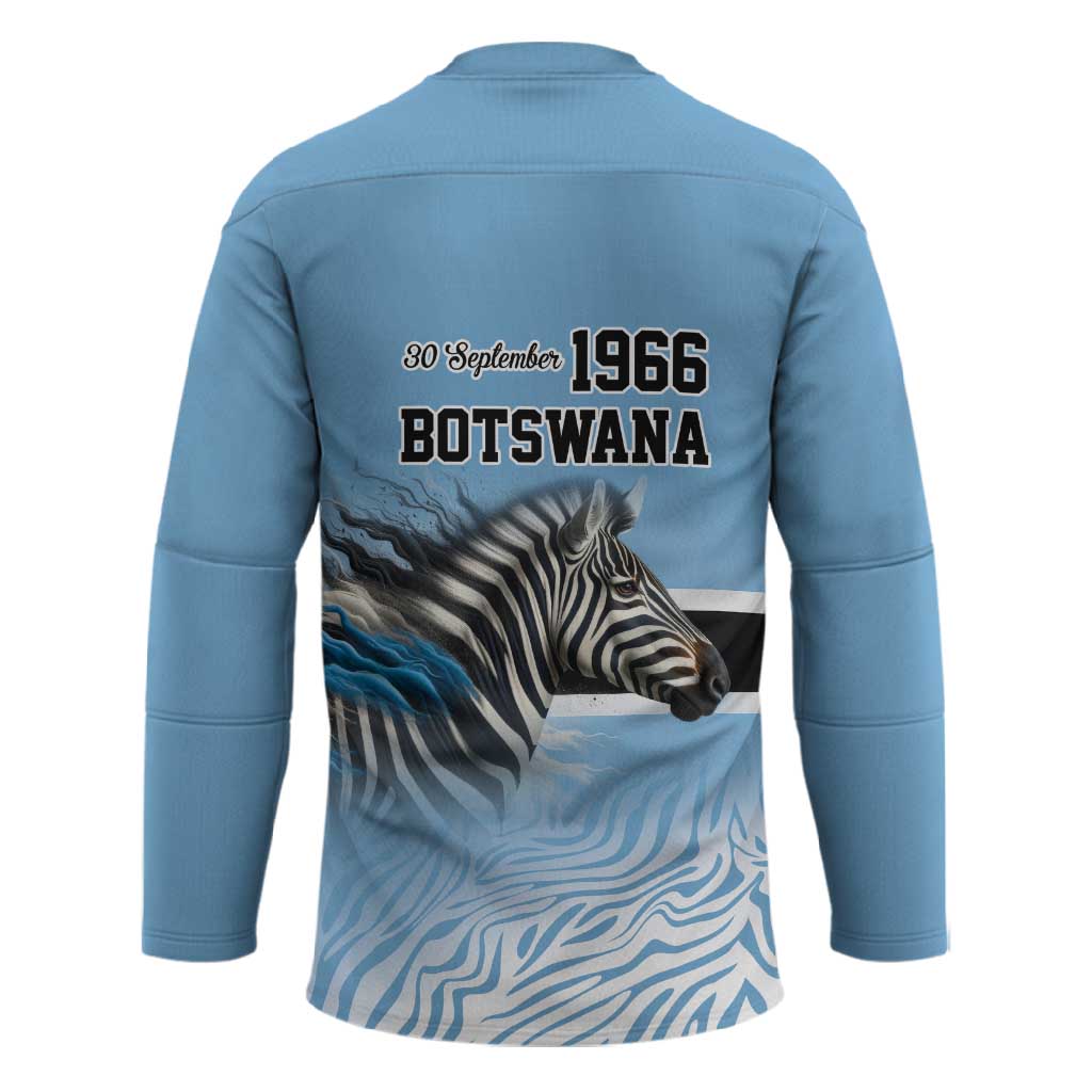 Botswana Independence Day 1966 Hockey Jersey Tribal African Zebra Skins Pattern