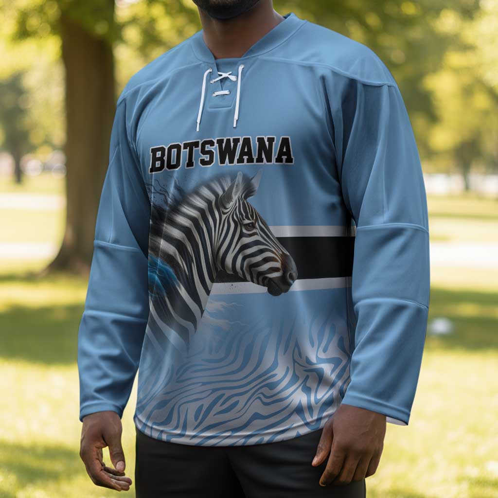 Botswana Independence Day 1966 Hockey Jersey Tribal African Zebra Skins Pattern
