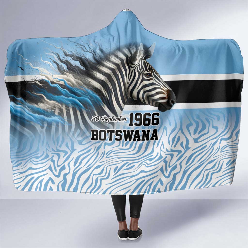 Botswana Independence Day 1966 Hooded Blanket Tribal African Zebra Skins Pattern - African Pride