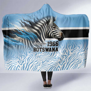 Botswana Independence Day 1966 Hooded Blanket Tribal African Zebra Skins Pattern - African Pride