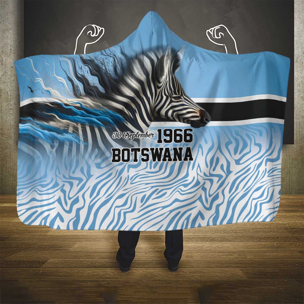 Botswana Independence Day 1966 Hooded Blanket Tribal African Zebra Skins Pattern - African Pride