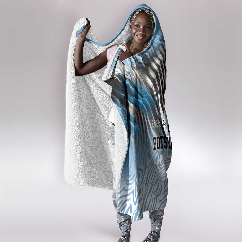 Botswana Independence Day 1966 Hooded Blanket Tribal African Zebra Skins Pattern - African Pride