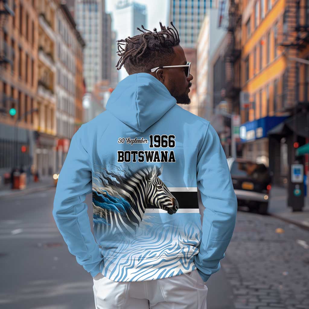 Botswana Independence Day 1966 Hoodie Tribal African Zebra Skins Pattern - African Pride