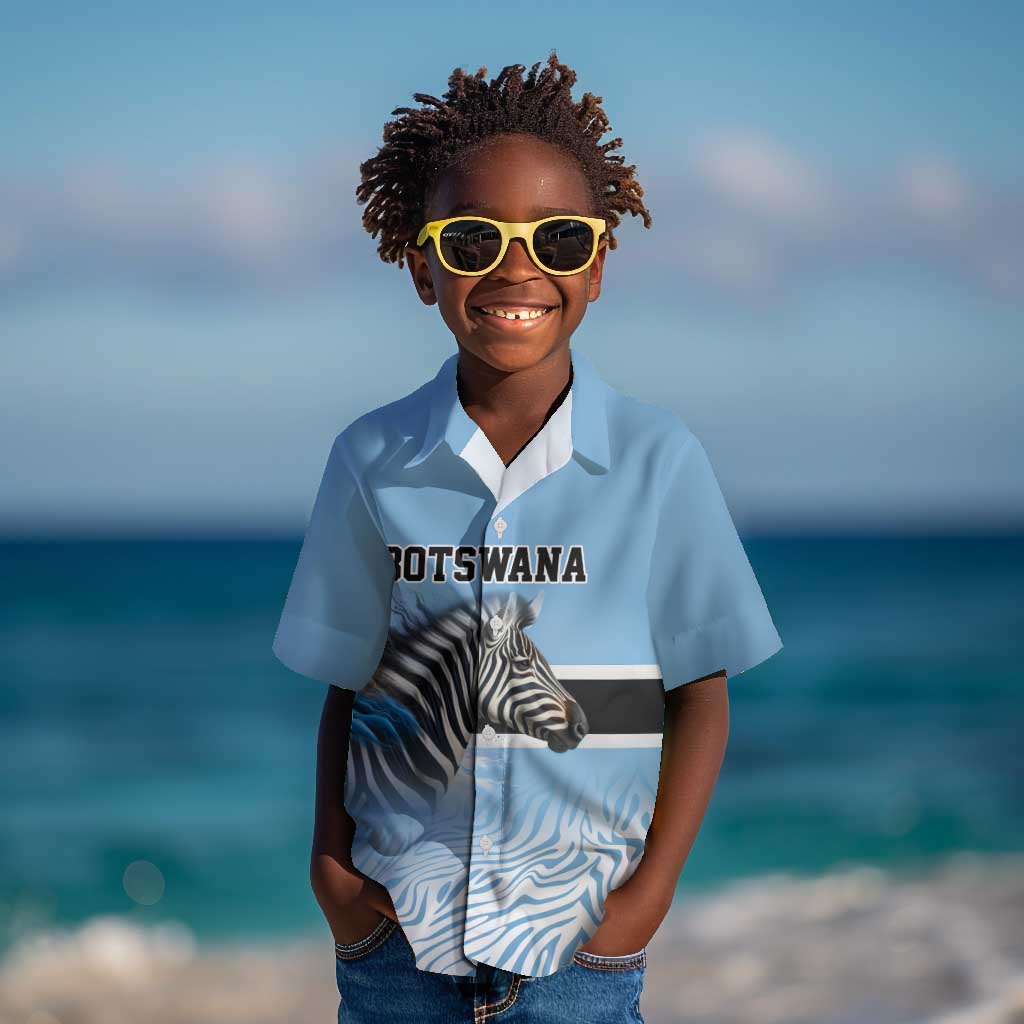 Botswana Independence Day 1966 Kid Hawaiian Shirt Tribal African Zebra Skins Pattern - African Pride