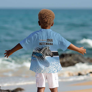Botswana Independence Day 1966 Kid Hawaiian Shirt Tribal African Zebra Skins Pattern - African Pride