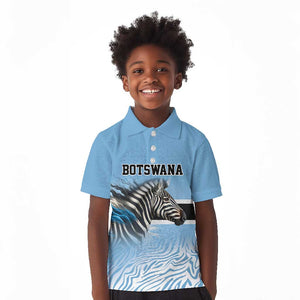 Botswana Independence Day 1966 Kid Polo Shirt Tribal African Zebra Skins Pattern - African Pride