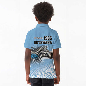 Botswana Independence Day 1966 Kid Polo Shirt Tribal African Zebra Skins Pattern - African Pride