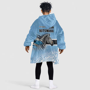 Botswana Independence Day 1966 Kid Wearable Blanket Hoodie Tribal African Zebra Skins Pattern - African Pride