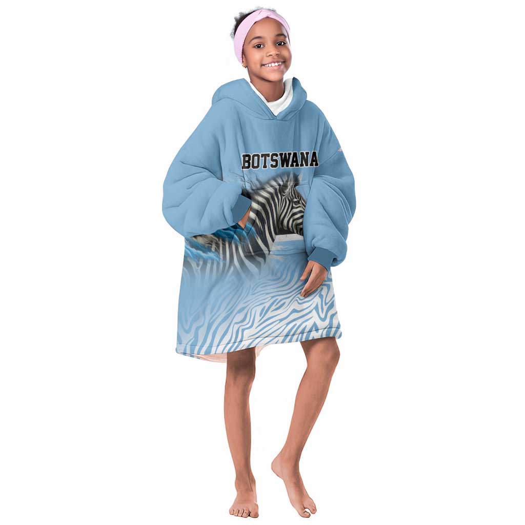 Botswana Independence Day 1966 Kid Wearable Blanket Hoodie Tribal African Zebra Skins Pattern - African Pride