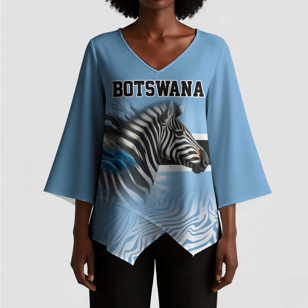 Botswana Independence Day 1966 Kimono Sleeve Blouse Tribal African Zebra Skins Pattern
